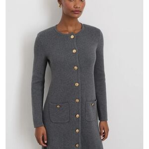 Alex Mill Gray Midi Dress with Gold Buttons